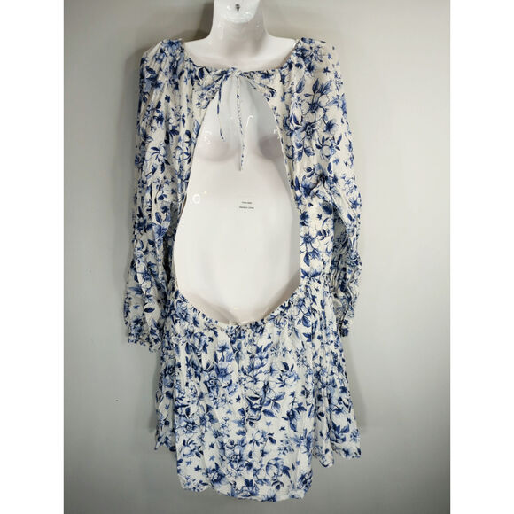 H&M Womens‎ Balloon Sleeve Pure Cotton Open-Back Dress XXL Cottage Core Coquette - Picture 9 of 14